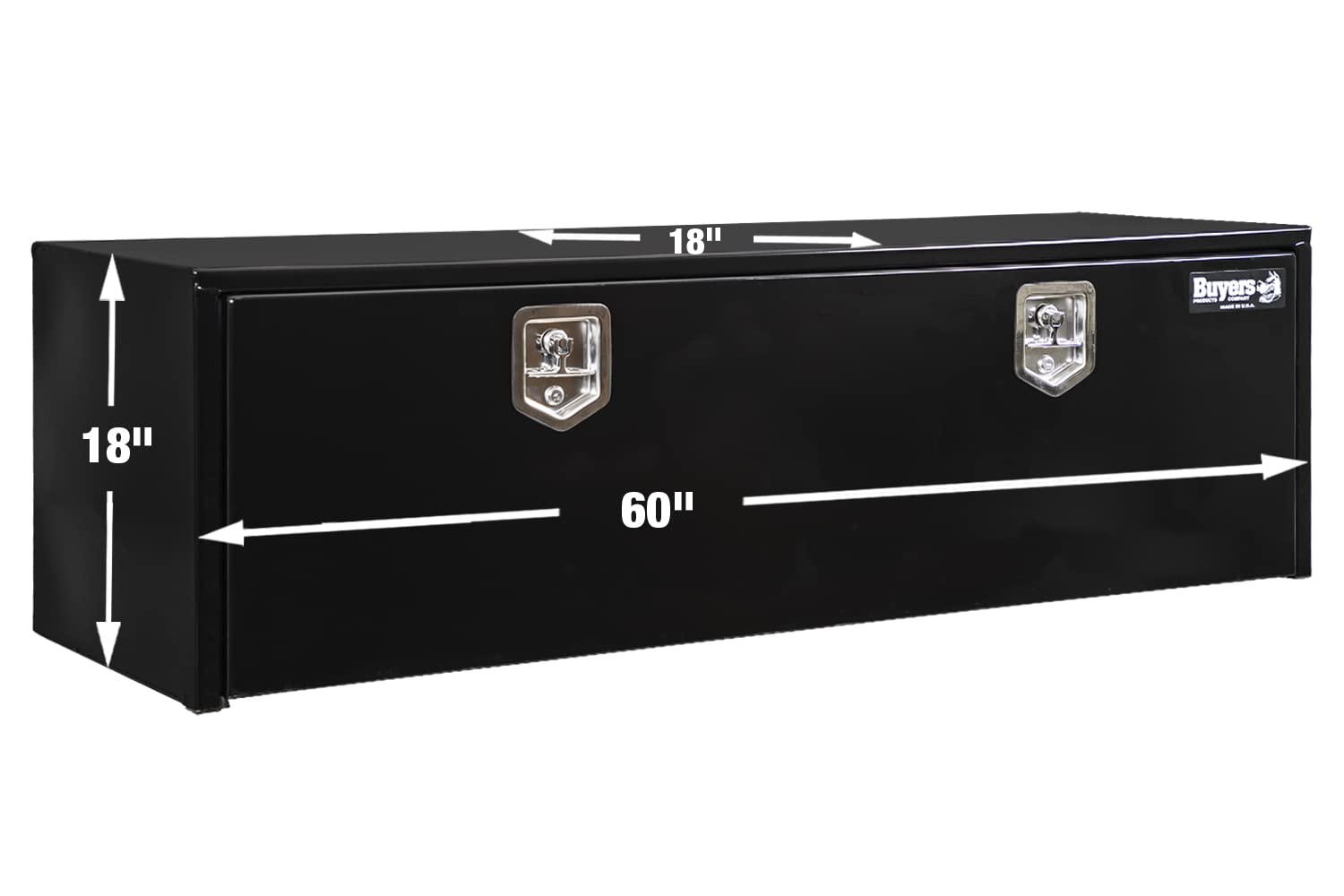 Buyers Products 1702315 Black Steel Underbody Truck Tool Box - 18x18x60 Inch Lockable T-Handle Storage Chest | Made in USA | Durable Organizer for Truck Bed Tools & Equipment | Ideal for Construction, Landscaping & Fleet Maintenance