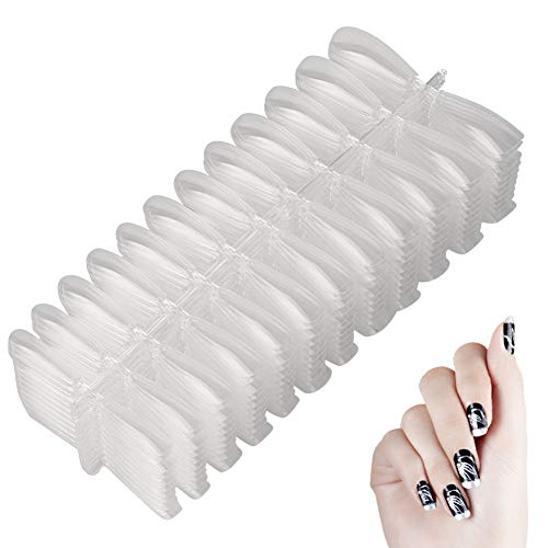 500Pcs Clear Acrylic False Nails - Coffin Ballerina Shape Full Cover Fake Nail Tips Set with Storage Case for Professional Salon & DIY Manicure | Perfect for Wedding, Party, Date Night and Special Occasions