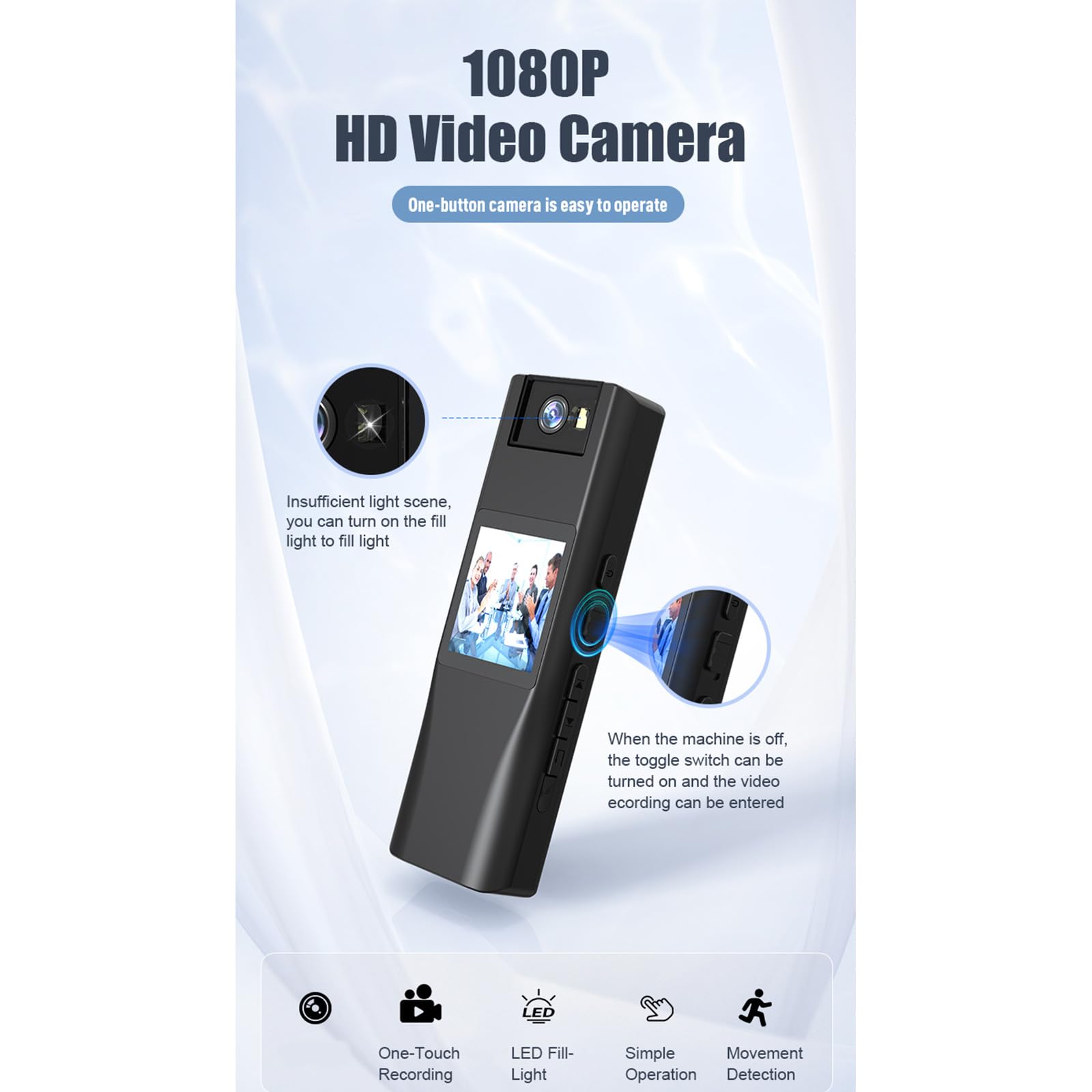 1080P HD WiFi Security Camera - Portable Body Camera with Night Vision & Motion Detection for Home, Office, and Police Surveillance