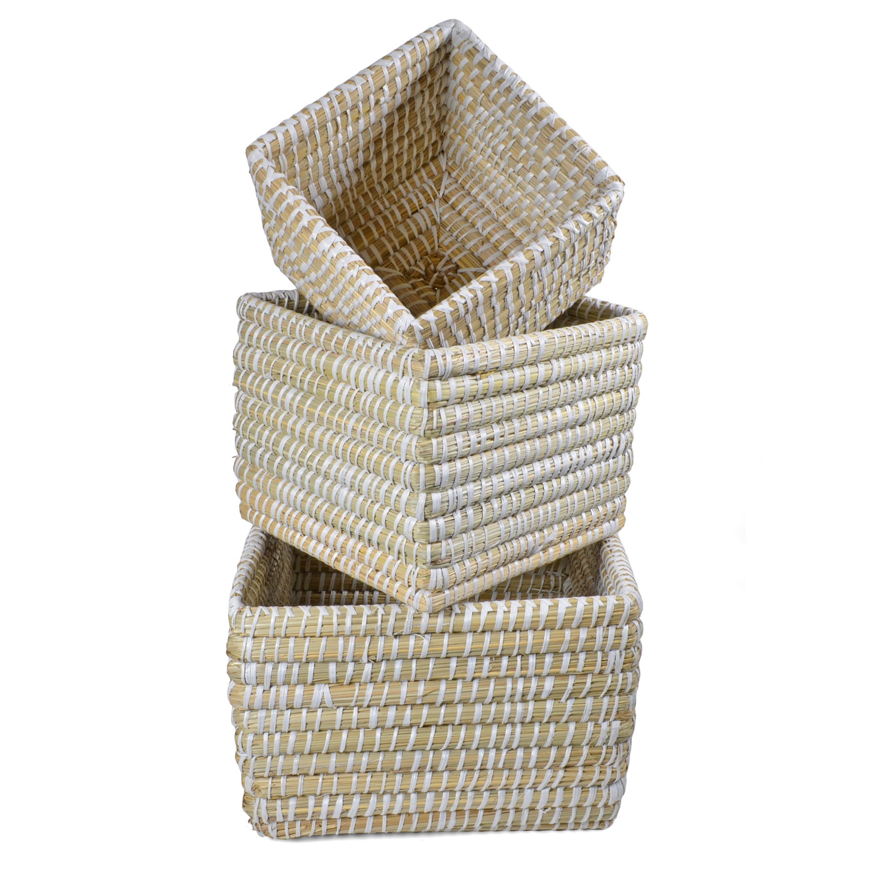 Napa Mini Square Baskets Set of 3 - White for Home Decor & Storage