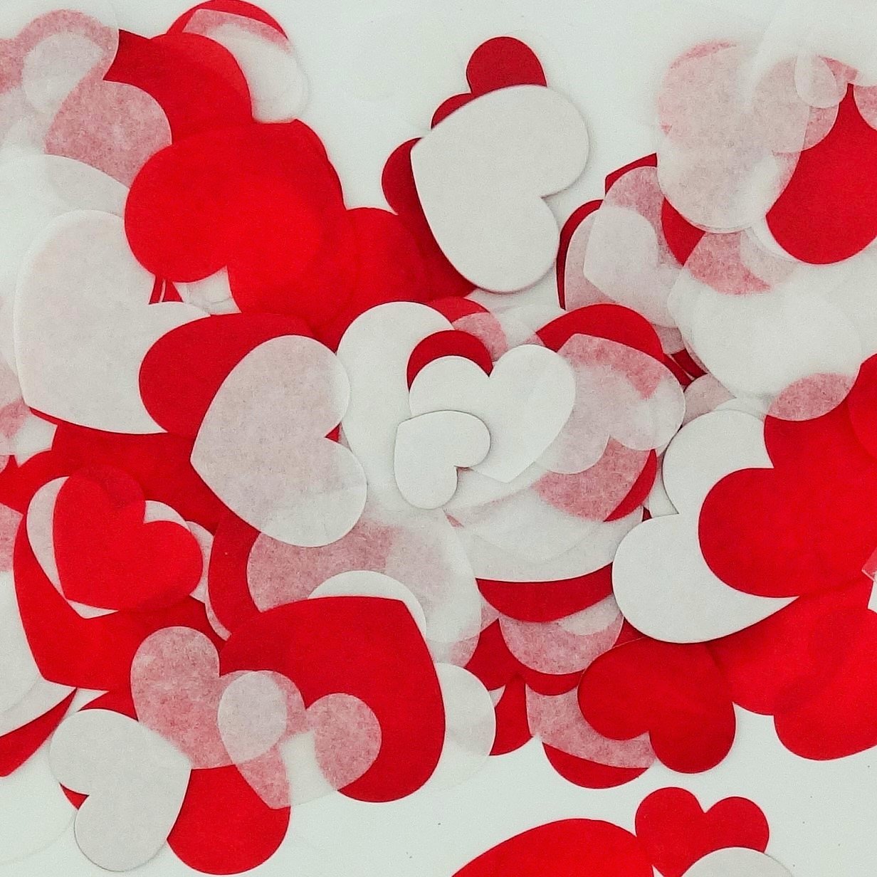Valentine's Day Red and White Heart Confetti - Bulk Tissue Paper Hearts for Party Decorations, Wedding, Baby Shower & Romantic Celebrations