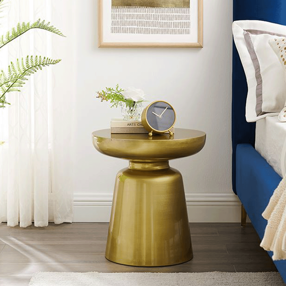 Gold Ringer Side Table - Modern Accent Table for Living Room, Bedroom, or Office - Stylish End Table with Metal Frame for Home Decor