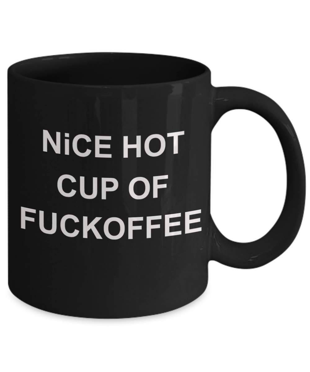 Deadpool Mug - 11 oz Black Porcelain Coffee Cup with 'Nice Hot Cup of Fuckoffee' Design - Perfect Gift for Husband, Marvel Fans & Coffee Lovers - Great for Office, Home Use & Geek Collectors