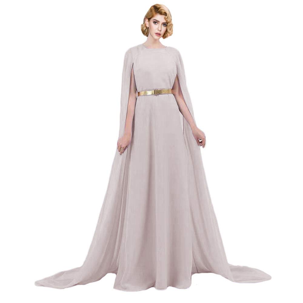 Elegant Chiffon Evening Dresses for Women - Wedding Guest Formal Gown with Cape | Perfect for Cocktail Parties, Prom, Black Tie Events & Special Occasions