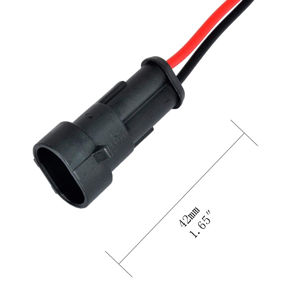 MUYI 5-Pack 2 Pin 18AWG Waterproof Wire Connectors - 1.0mm² to 1.5mm Quick Disconnect Electrical Terminals for Automotive, Marine & Outdoor Wiring Applications