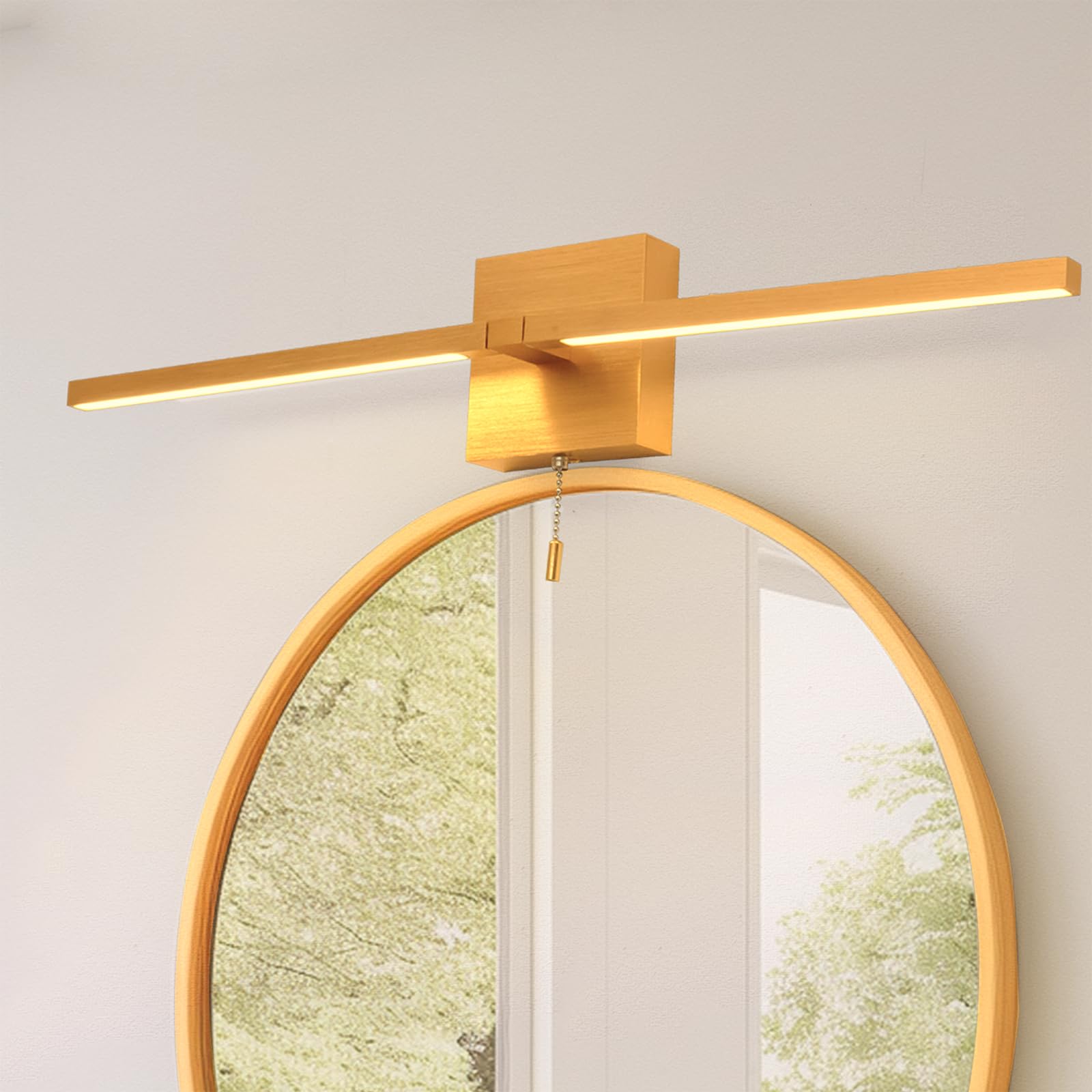27 Inch Gold LED Bathroom Vanity Light Fixtures - Modern Warm White 4000K Light Bar for Mirrors & Paintings - Pull Chain Switch for Easy On/Off - Perfect for Bathroom, Dressing Room & Makeup Area