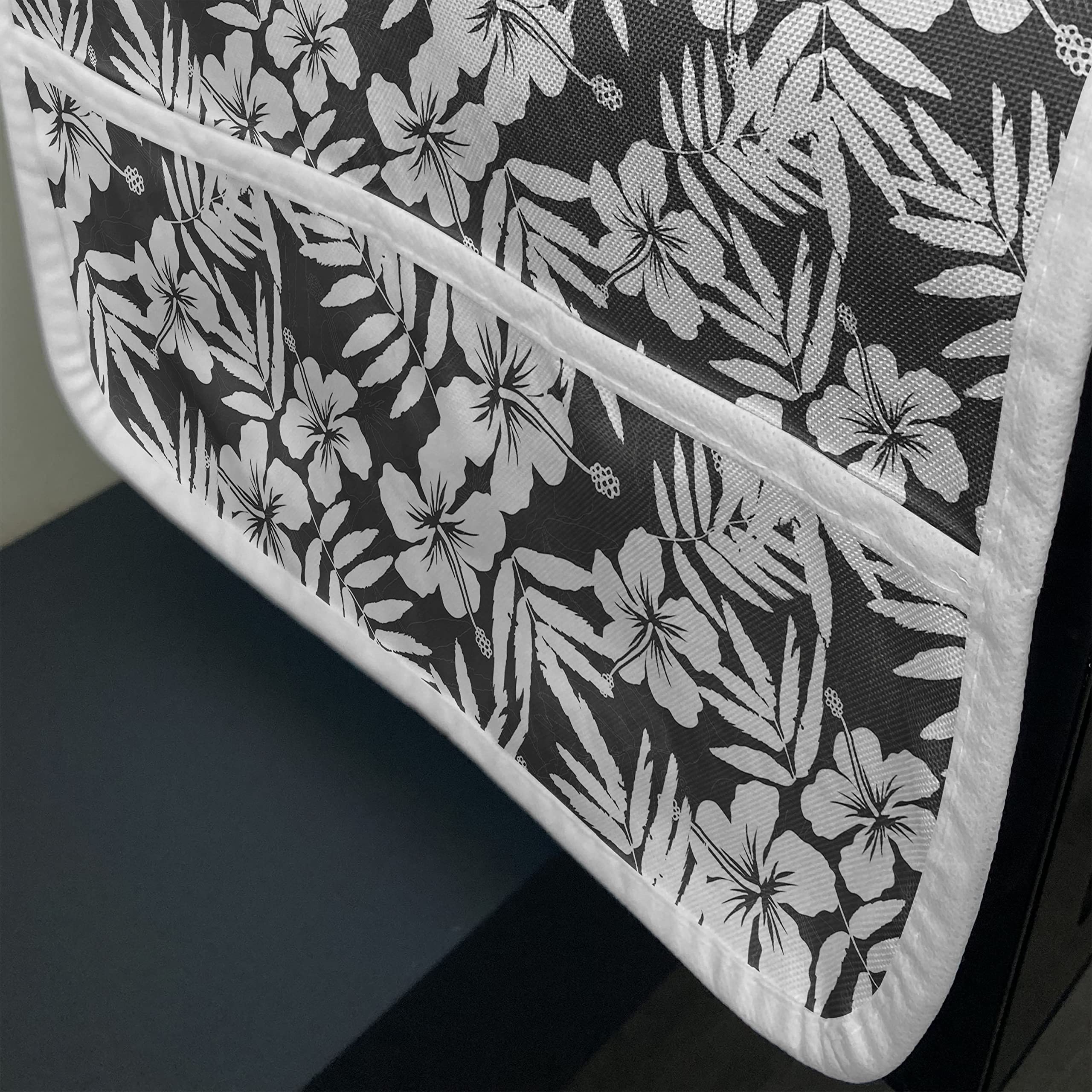 Ambesonne Tropical Microwave Cover - Waterproof Hibiscus Flowers & Fern Leaves Design, 36