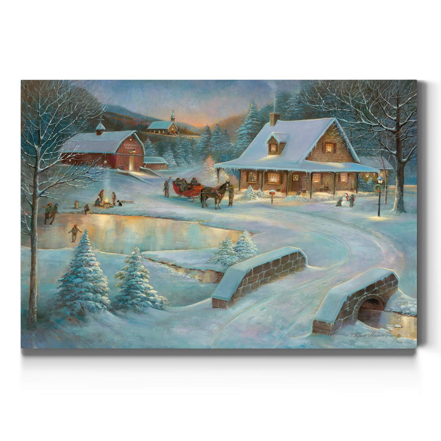 Renditions Gallery Christmas Canvas Wall Art - Holiday Décor with Hot Chocolate & Gingerbread House - Little Meadows Xmas 32X48 - Perfect for Living Room, Bedroom & Seasonal Home Decoration