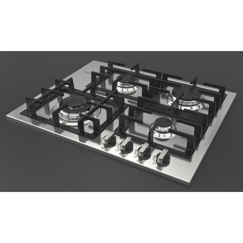 Fulgor Milano 24 Inch 400 Series 4-Burner Gas Cooktop - Stainless Steel (F4GK24S1) | Professional Grade for Home Kitchens & Gourmet Cooking