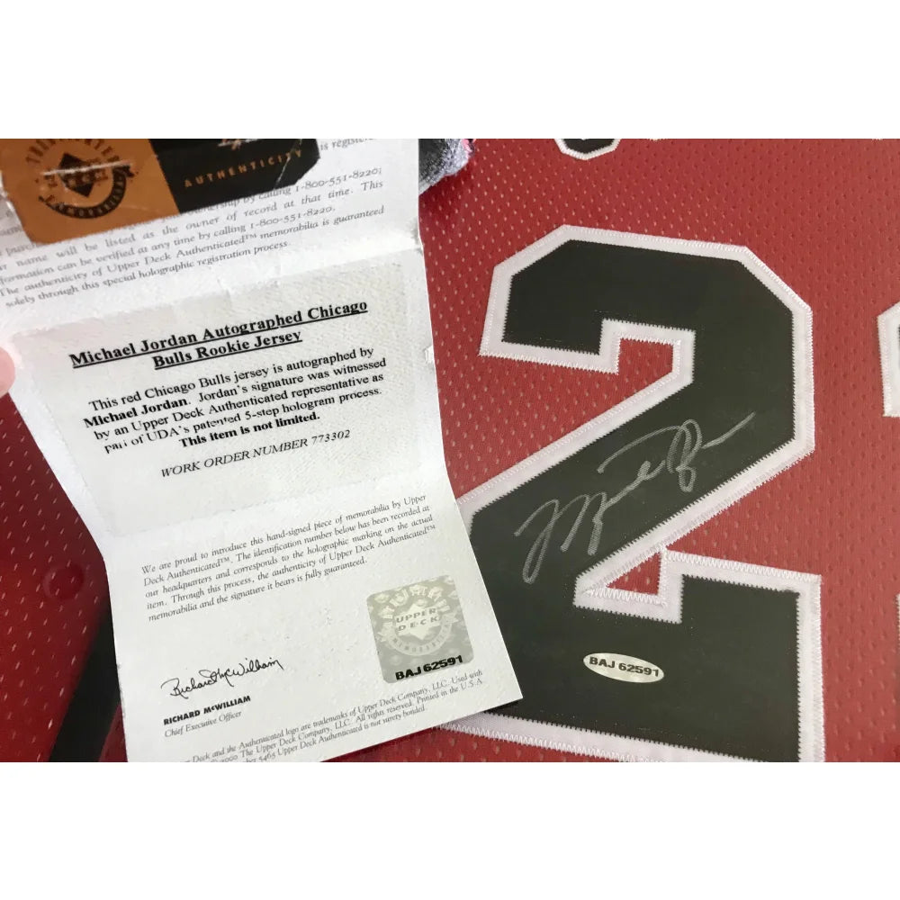 Authentic Michael Jordan Scottie Pippen Dennis Rodman Triple Signed Chicago Bulls Framed Jerseys - UDA & JSA Certified - Perfect for Sports Memorabilia Collectors & Man Cave Decor