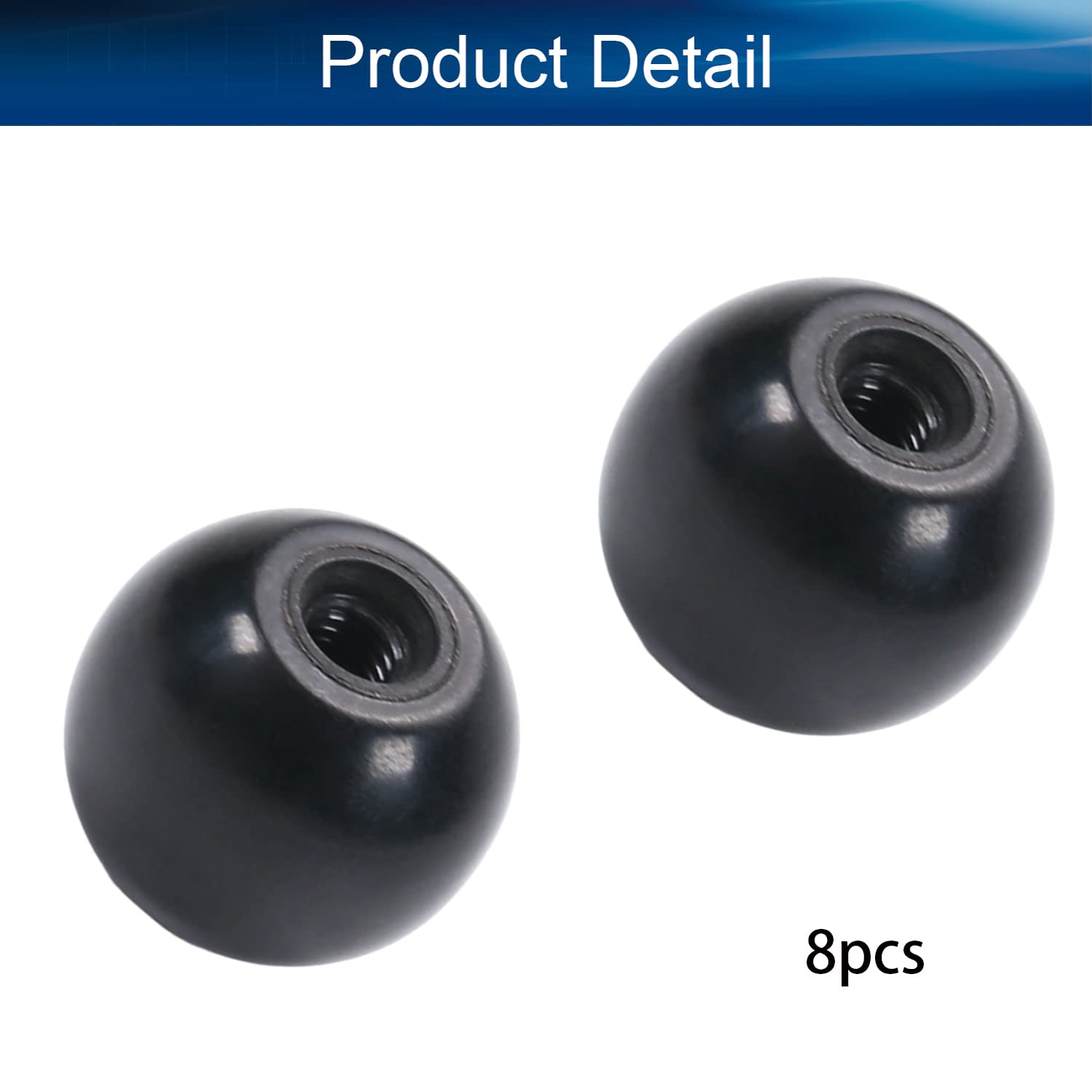 8Pcs Black Bakelite Thermoset Ball Knobs - M6 Female Thread, 25mm/0.98