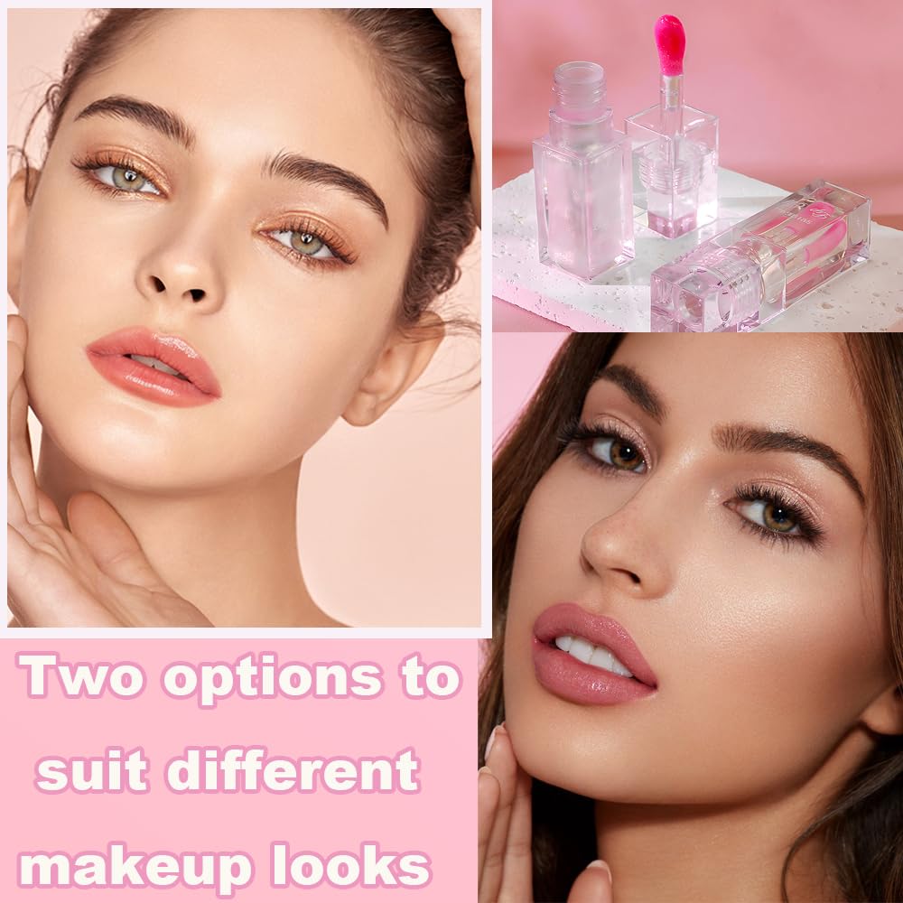 2PCS Magic Color Changing Lip Oil - Hydrating Long Lasting Lip Gloss with Big Brush, Warm Color Changing & Shimmery Fresh Texture | Perfect for Daily Wear, Date Night & Special Occasions