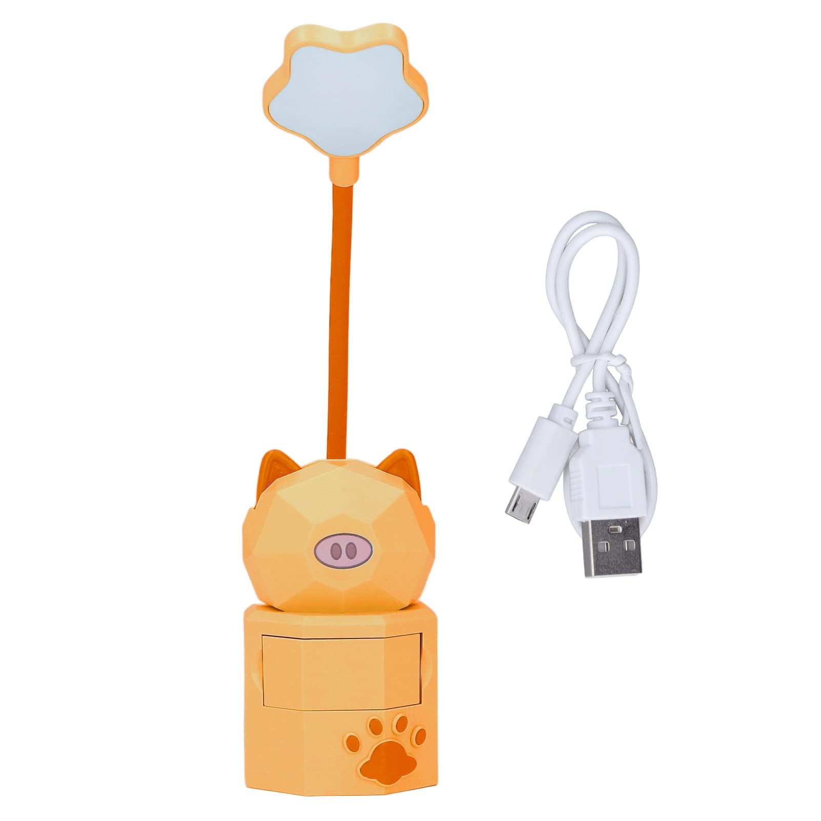 LED Cartoon Pig Desk Lamp - Eye Protection Reading Light with USB Charging, Night Light for Kids, Bedroom, Office, Dorm & Study - Perfect for Homework, Reading & Cozy Nighttime Ambience (Yellow)