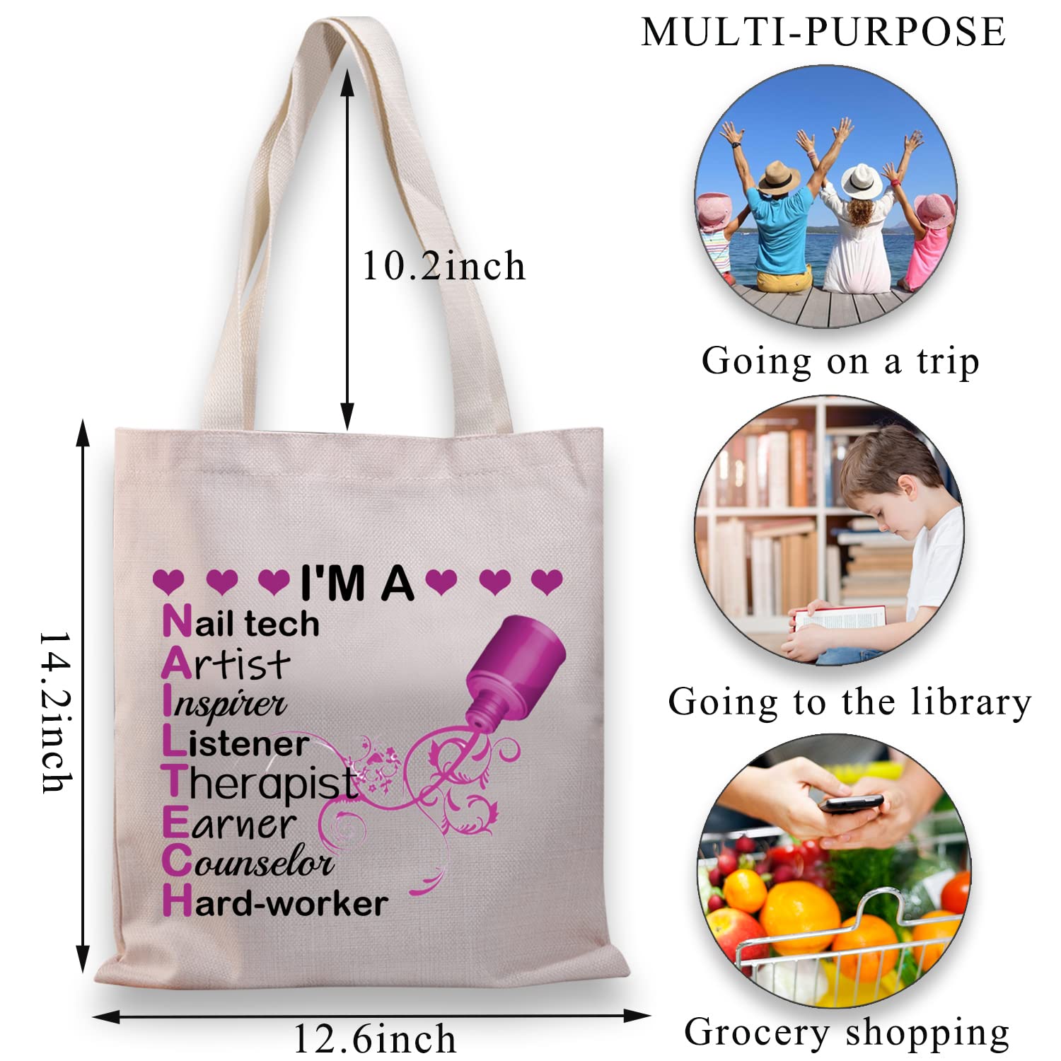 PLITI Professional Nail Artist Tote Bag - Perfect Gift for Nail Technicians & Beauticians - Ideal for Salon Visits, Travel & Cosmetics Storage