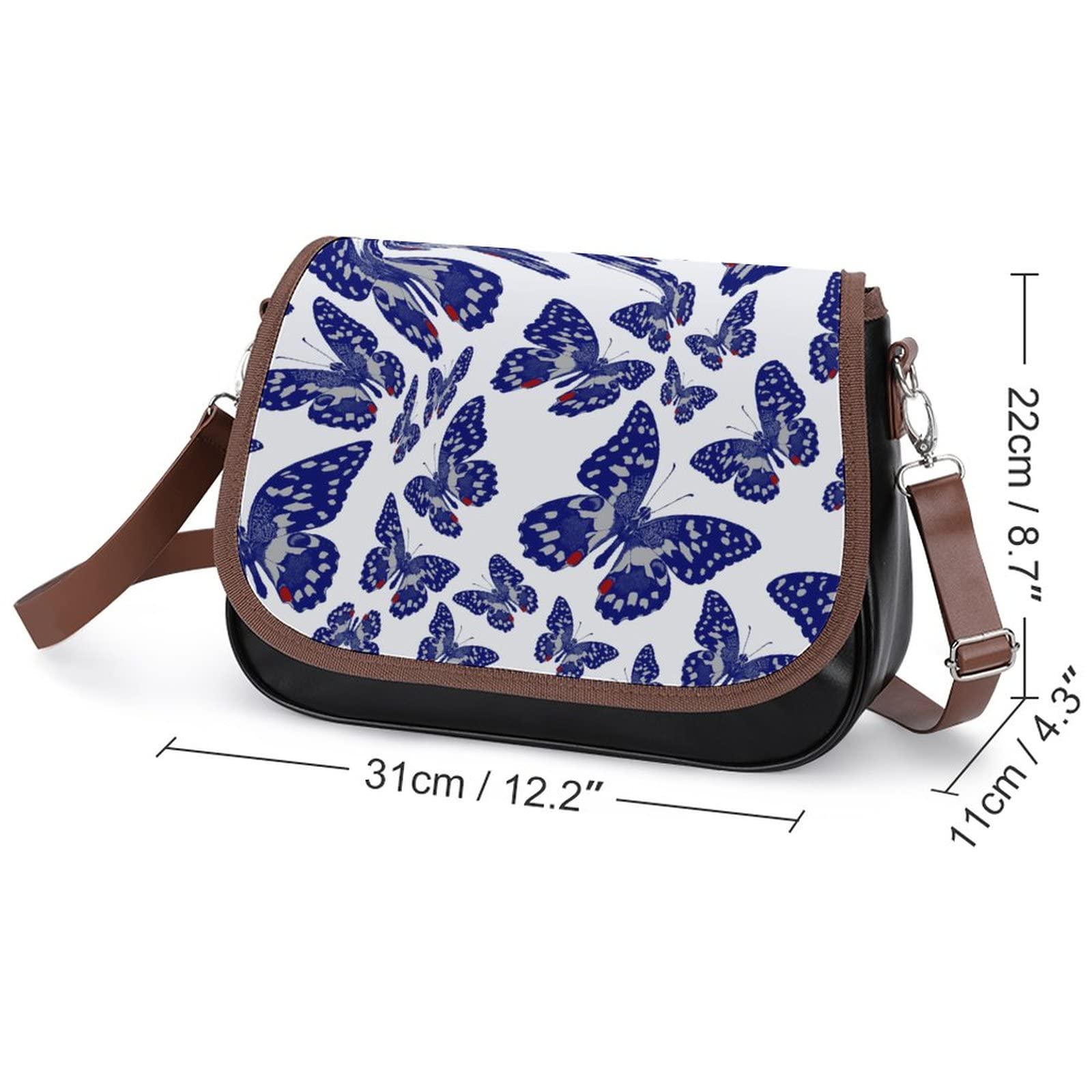 Trendy Printed Crossbody Bags for Women - Leather Shoulder Satchel Hobo Purse with Butterfly Design - Perfect for City Travel, Shopping & Daily Use