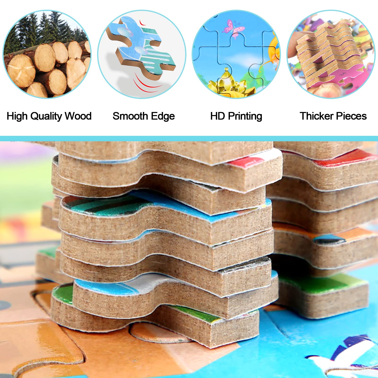 60 Piece Jigsaw Puzzles for Kids Ages 3-8 | Educational Learning Toys for Boys & Girls | Durable Metal Storage Box | Perfect Birthday Gift & Classroom Activity for Preschoolers