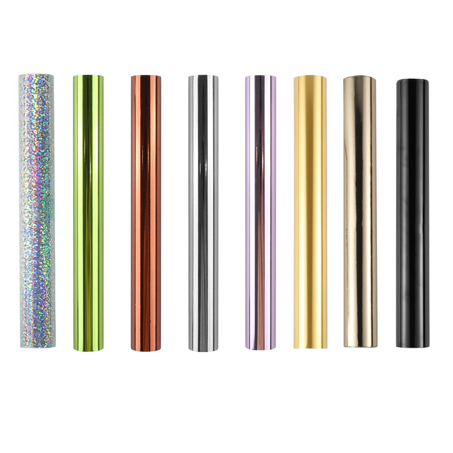 8PCS Glimmer Hot Foil Roll - Metallic Variety Pack with Diamond Colors (7.6x197 Inch) - Laser Printer & Laminator Compatible Toner Reactive Foil for Scrapbooking, Card Making, DIY Paper Crafts & Gift Wrapping