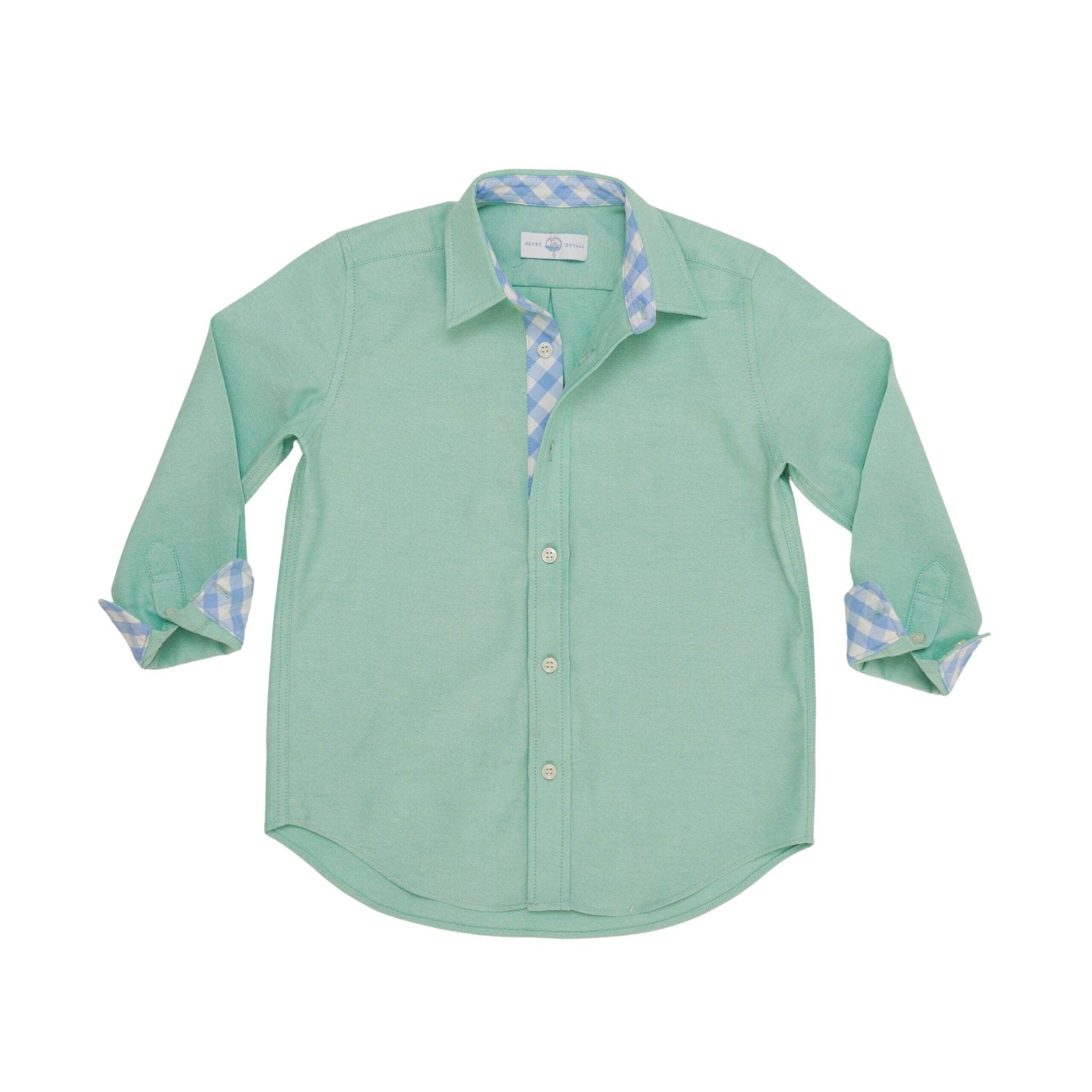 Brooks Men's Button Down Shirt in Academy Green & Blue Gingham Check - Casual Office Wear & Weekend Outfits