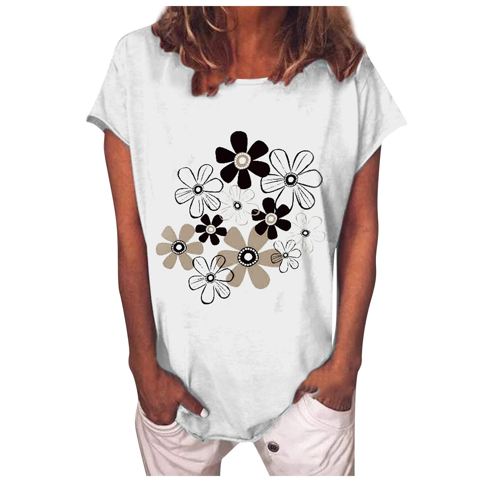 Women's Short Sleeve T-Shirts - Summer Crewneck Printed Blouse, Casual Loose Fit Tee Tops for Women | Perfect for Beach, Vacation, and Everyday Wear