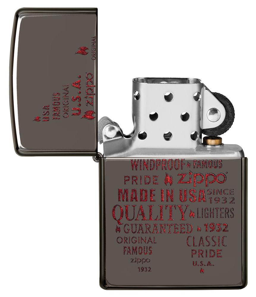 Stylish Typographic Zippo Lighter with Artistic Flame Design - Perfect for Outdoor Adventures, Camping & Gift Giving