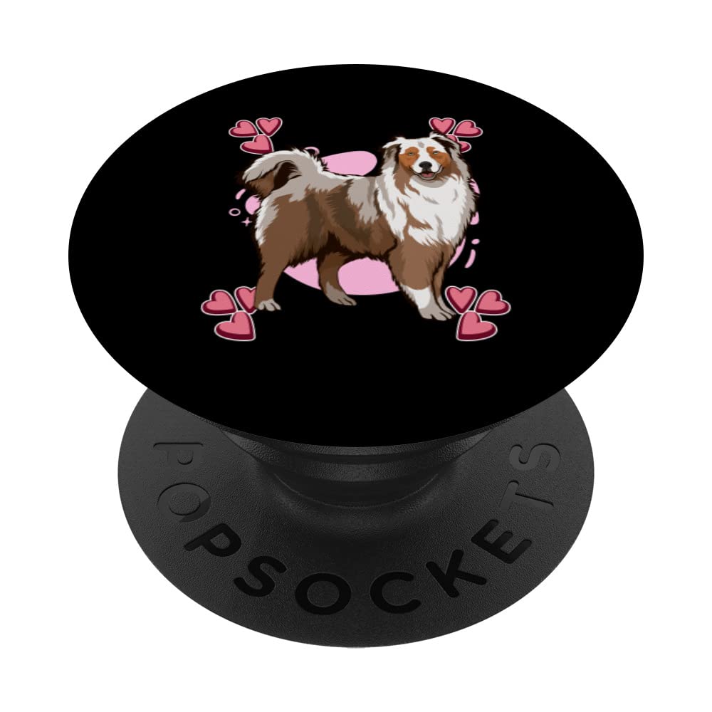 Aussie Heart Design Australian Shepherd PopSockets Swappable PopGrip - Cute Phone Grip for Dog Lovers, Perfect for iPhone & Samsung Galaxy (Use for Selfies, Video Calls & Secure Phone Handling)