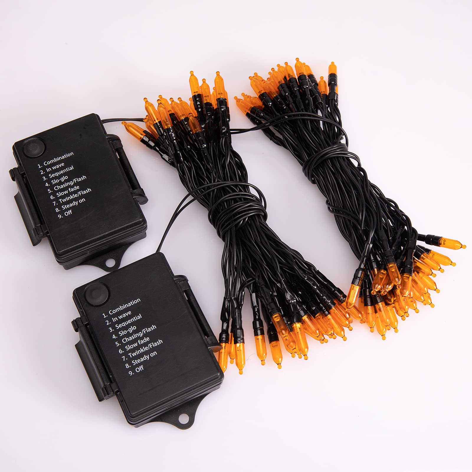 50 LED Halloween Orange String Lights Decorations - 2 Pack 17.8ft Battery Operated Mini Lights with 8 Modes, Waterproof for Indoor Outdoor Use - Perfect for Halloween Party, Christmas Tree, Patio, Holiday Decorations & Home Show Lighting