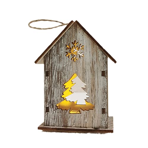 Christmas Tree Ornaments - Luminous Wooden House Hanging Pendant Decorations with LED Lights for Holiday Decor | Perfect for Christmas Tree, Mantel, and Window Display