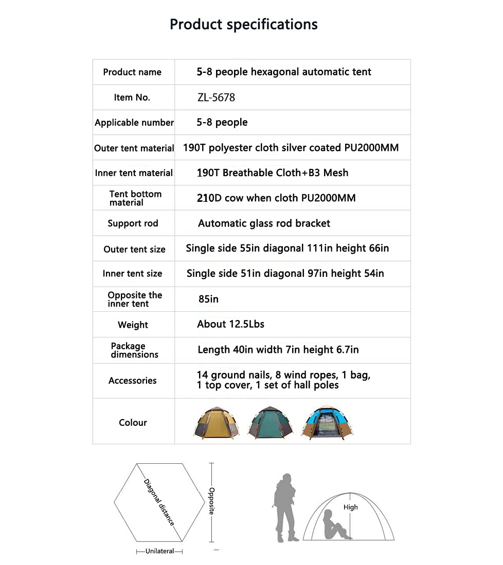 **5-8 Person Automatic Pop-Up Tent - Waterproof, Windproof & Double-Layer Rainproof - Extra Large Luxury Camping Tent for Outdoor Adventures, Beach Trips & Picnics**