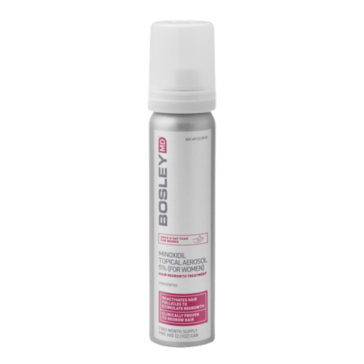 Bosley Women's Hair Regrowth Treatment Foam 2.11 oz - Minoxidil 5% for Thinning Hair & Hair Loss - Stimulates Hair Growth for Fuller, Thicker Hair - Ideal for Daily Use at Home or On-The-Go