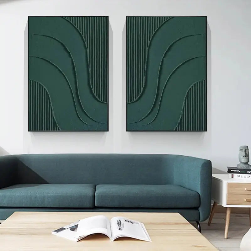 Abstract Tranquility Wall Art Set of 2 - Modern Minimalist Canvas Prints for Living Room, Bedroom & Office Decor #WS015