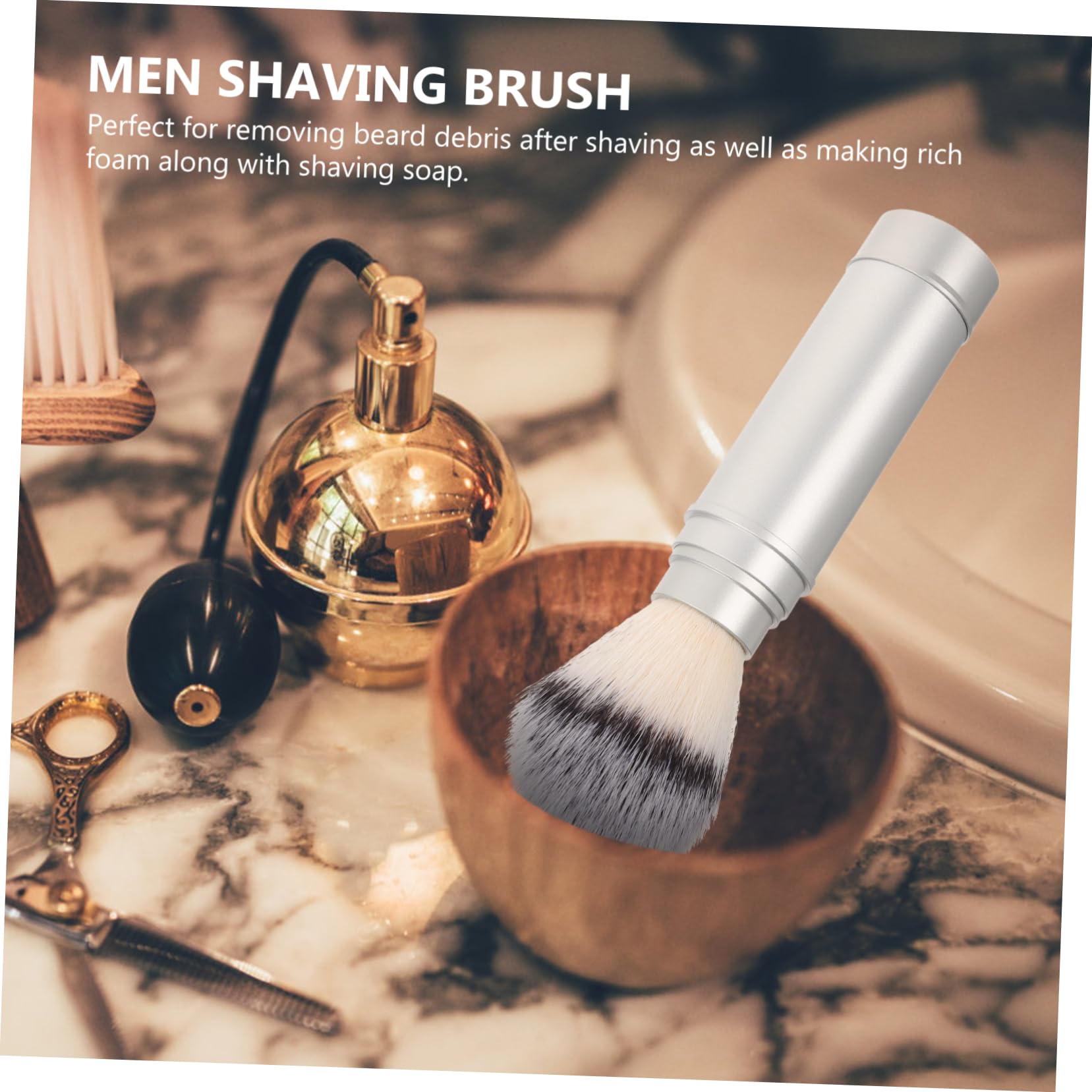Premium Men's Shaving Brush - Travel Beard Brush with Soft Synthetic Bristles for Smooth Shaving | Ideal for Home & Travel Use, Grooming Kit Essential, Perfect Gift for Men