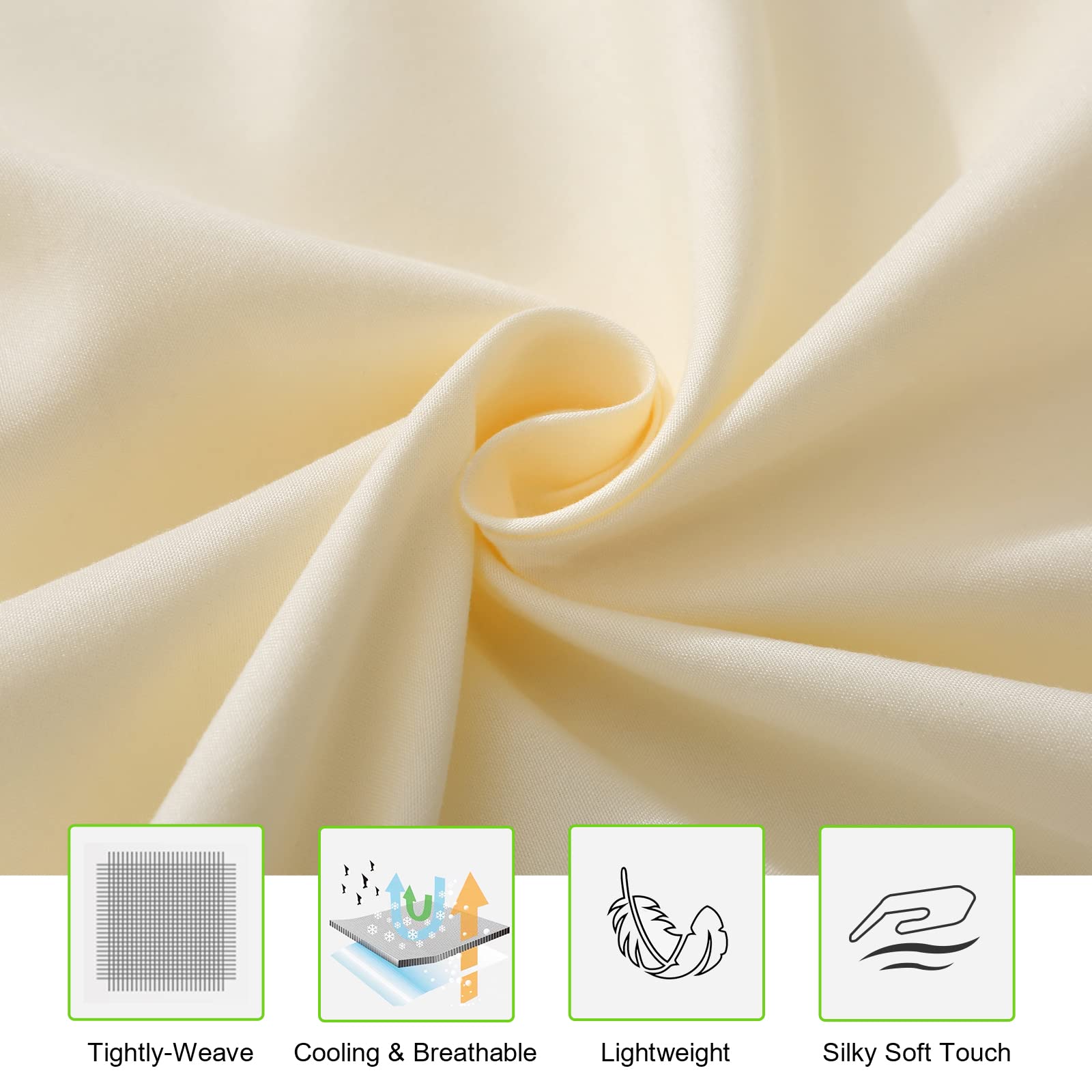 ILAVANDE 4-Piece King Size Beige Bed Sheet Set - 1800 Series Luxury Microfiber, Super Soft & Breathable, Wrinkle-Free with 14