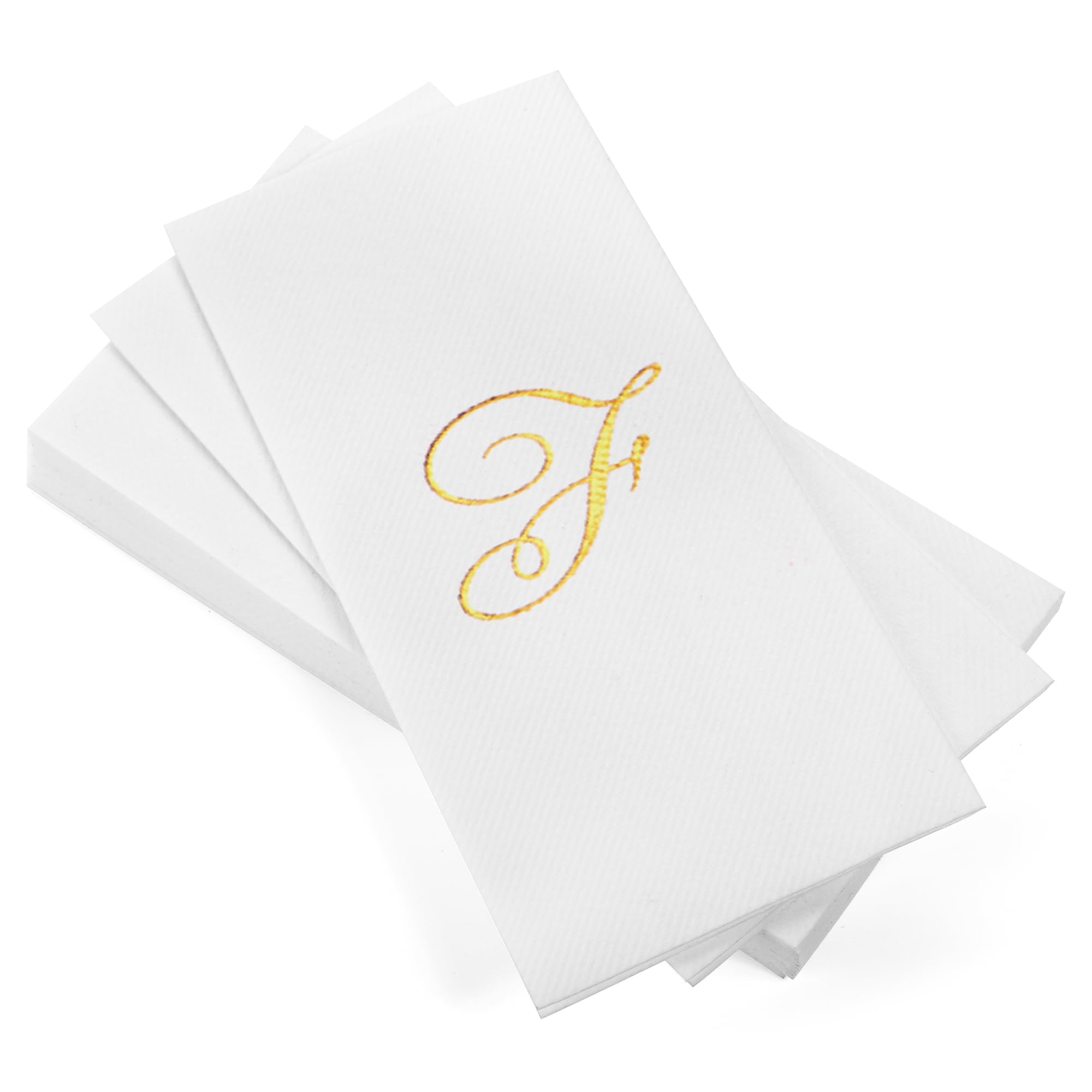 Premium Disposable Hand Towels for Bathroom - Monogrammed Guest Towels in Gold (Letter F) - Luxury Paper Napkins for Weddings, Parties & Home Essentials - Perfect for Guest Bathrooms, Events & Upscale Gatherings