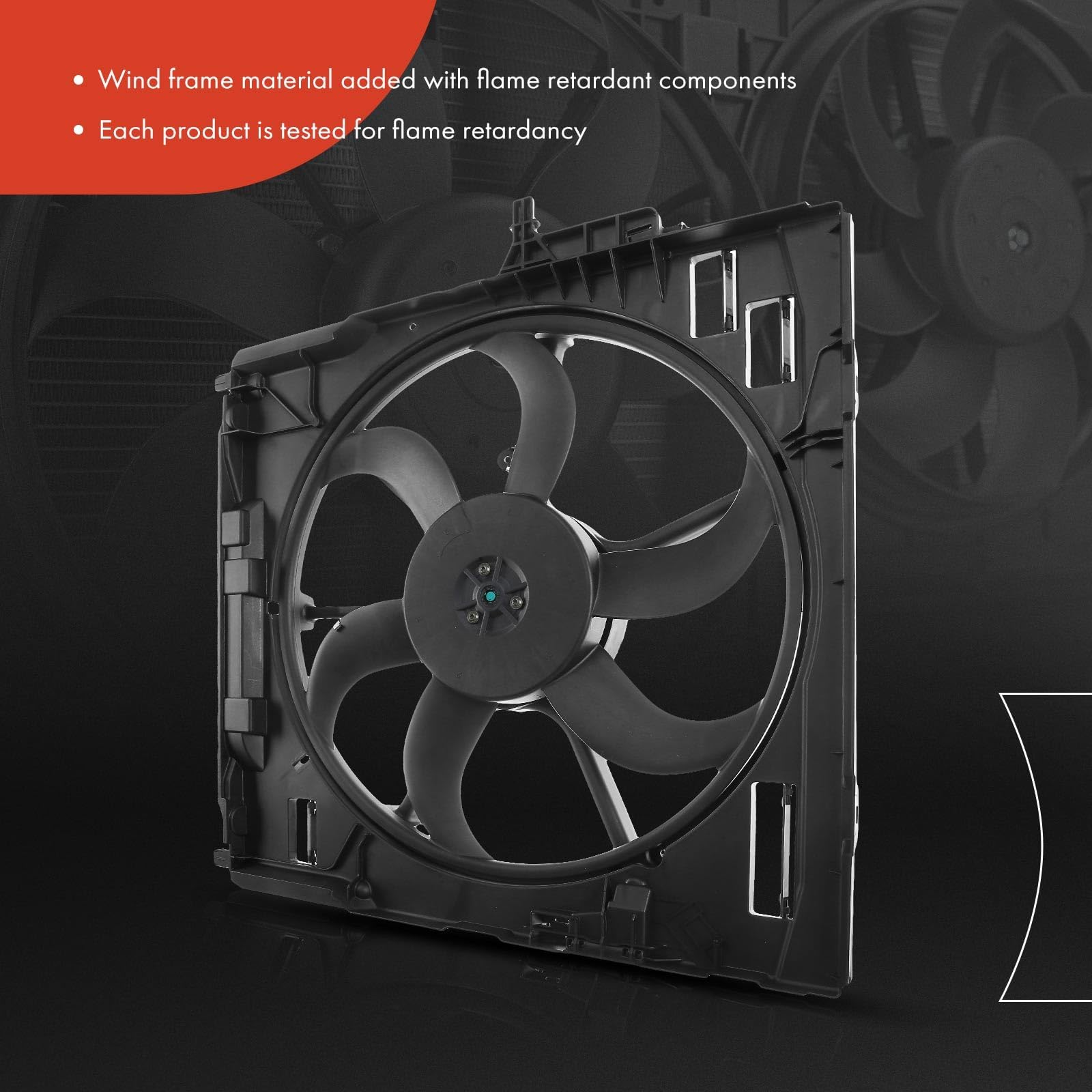 Premium Brushless Motor Engine Radiator Cooling Fan Assembly with 6 Blades - Compatible with BMW E70 X5 2007-2010 Models (Replaces OEM# 17427598738, 17427537357) - Perfect for Engine Overheating Prevention & Summer Driving Protection