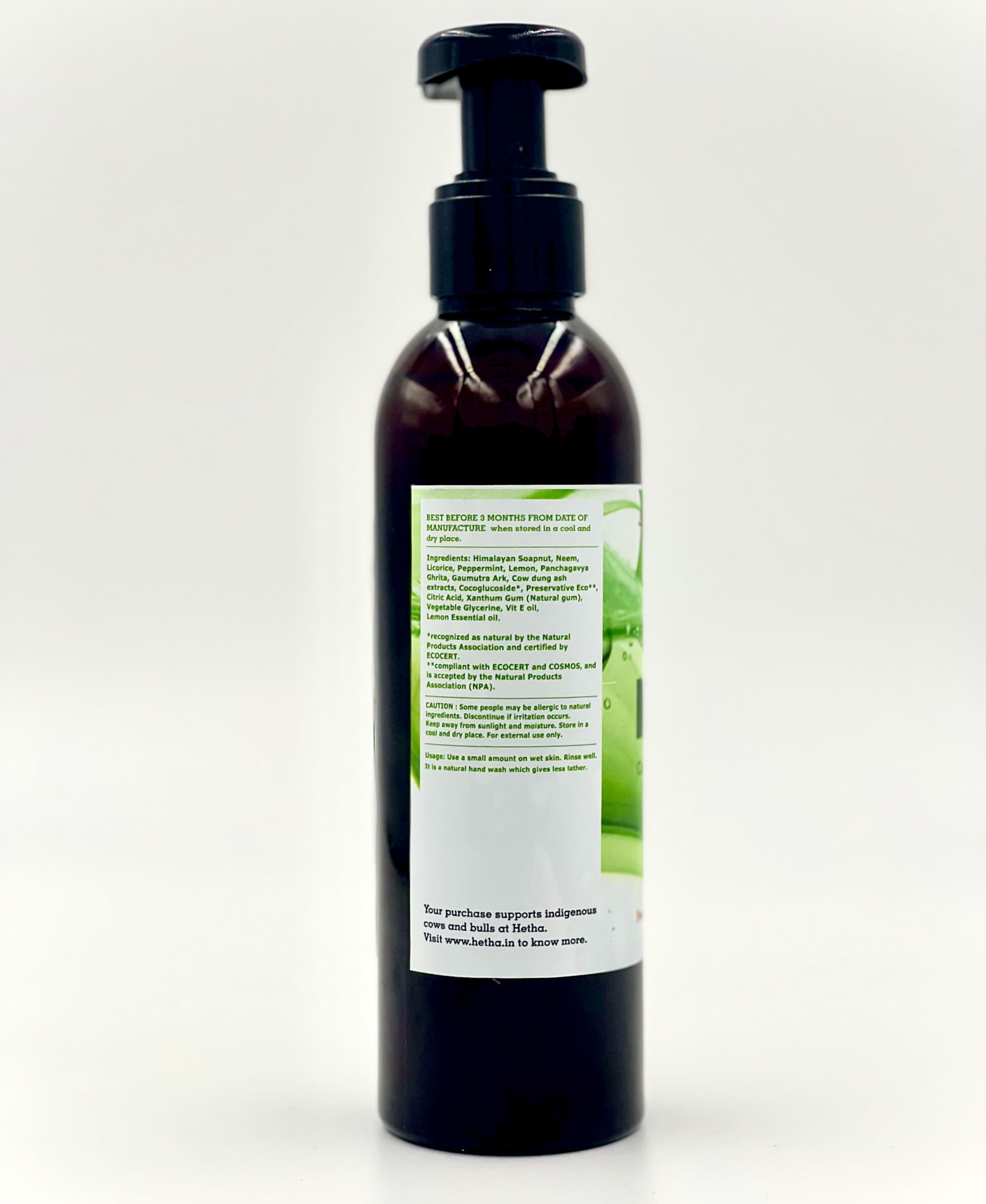 Hetha Panchgavya Organic Hand Wash - 100% Biodegradable & Natural Ingredients for Gentle Skin Cleansing - Perfect for Home, Kitchen, Bathroom & Eco-Friendly Living