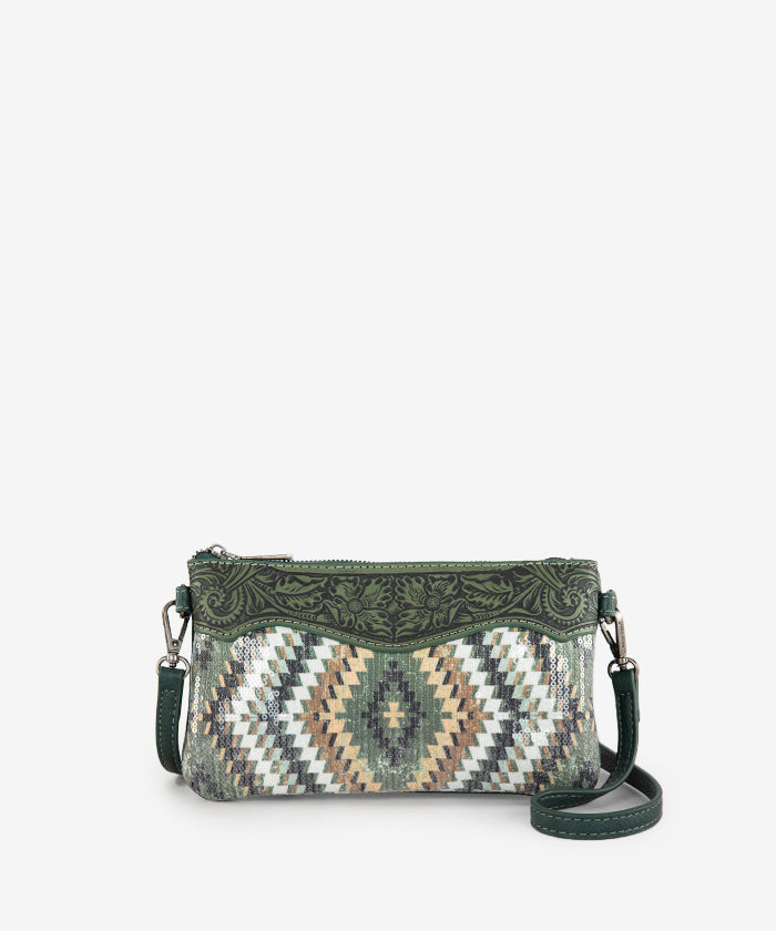 Montana West Sequined Aztec Mini Crossbody Purse for Women | Stylish Boho Handbag with Rhinestone Details | Perfect for Parties, Travel & Everyday Use