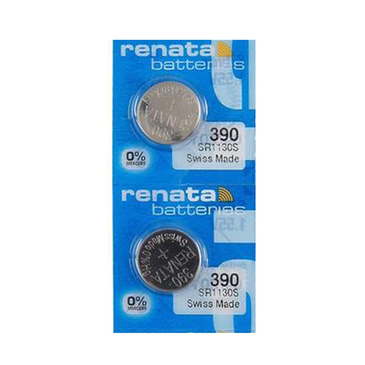 Renata 390 SR1130SW Silver Oxide Watch Battery - 1.55V Long Lasting Power (2 Pack) for Watches, Calculators & Medical Devices