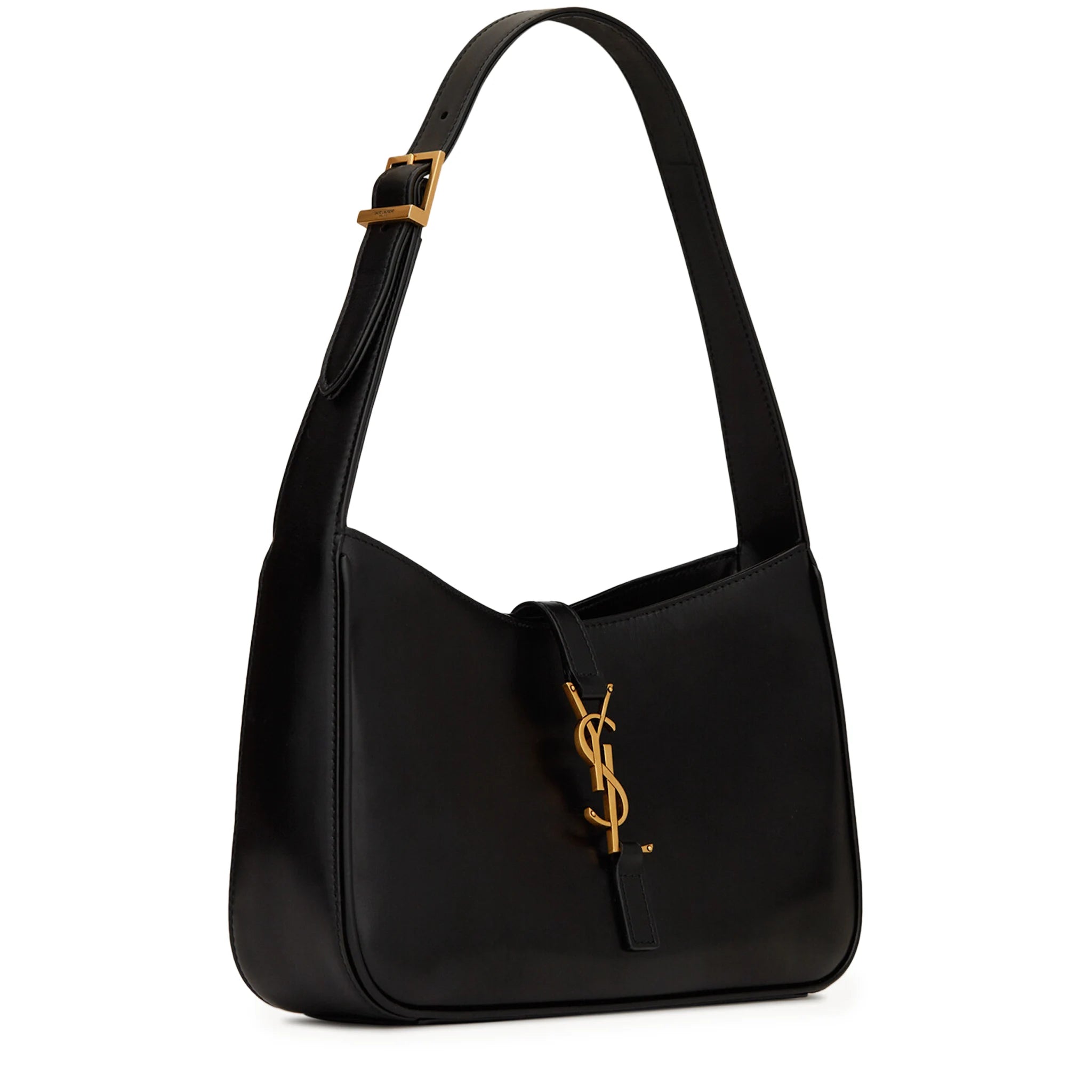 Saint Laurent Logo Plaque Black Hobo Bag - Luxury Leather Shoulder Purse for Women | Perfect for Work, Travel & Evening Out