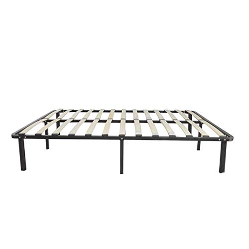 DAVEBELLA Full Size Wooden Bed Slats with Metal Iron Stand - 74x53x14 Inches, Sturdy Black Bed Frame for Enhanced Support - Perfect for Bedrooms, Guest Rooms, and Dormitories