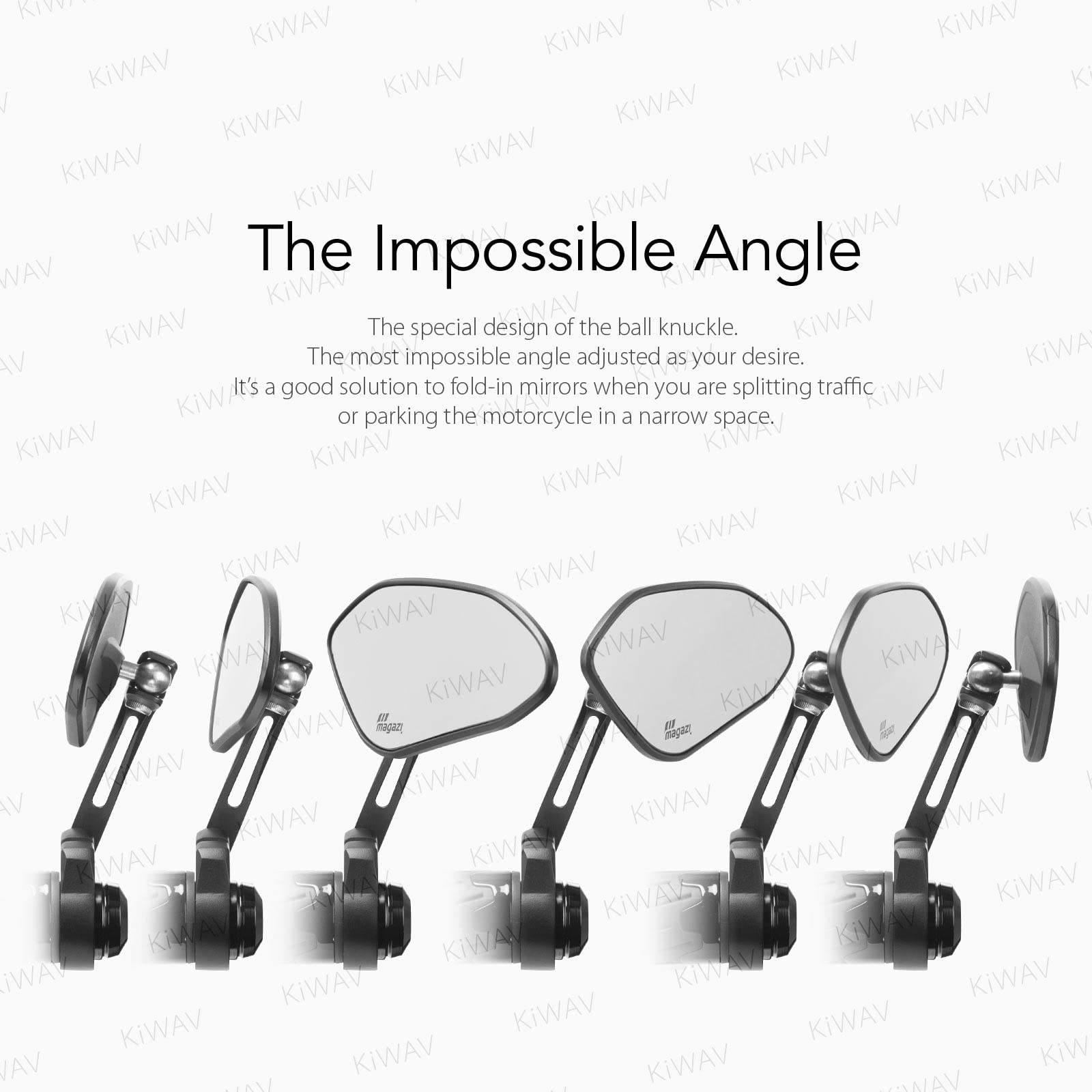 KiWAV Bar End Mirrors - Black for Triumph Water-Cooled Motorcycles - Enhance Visibility & Style for Urban Commuting & Adventure Riding