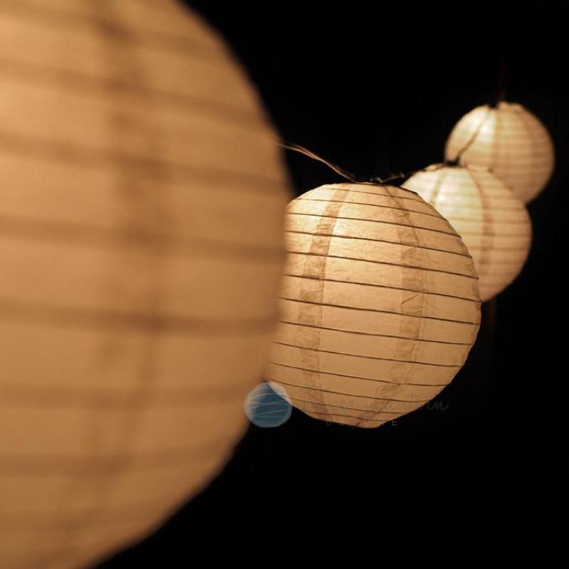 16 Pack Wedding Paper Lantern String Lights - 21ft Expandable Hanging Decor with White Cord for Wedding, Party, Garden & Outdoor Decoration