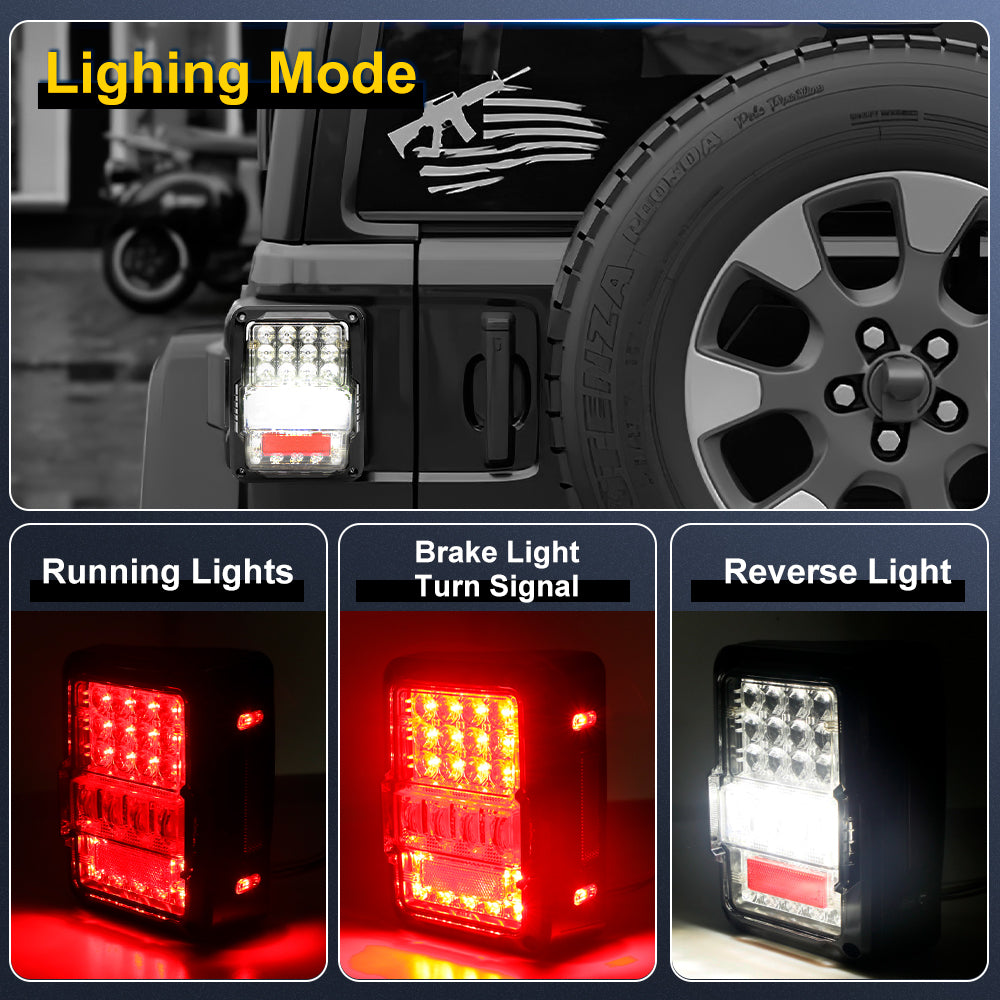 LOYO LED Red Tail Lights with Turn Signal, Backup & 3rd Brake Light Assembly for Jeep Wrangler JK JKU (2007-2018) - Waterproof & Durable for Off-Roading & Night Driving