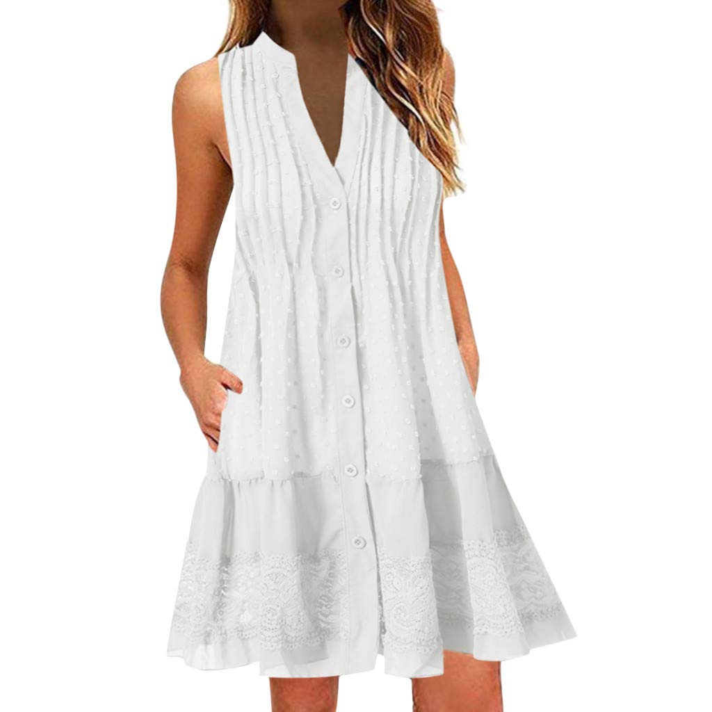 ETHKIA Women's Summer Casual Dresses 2022 - V-Neck Sleeveless Flowy Dress for Women | Perfect for Beach Vacation, Outdoor Parties & Everyday Wear