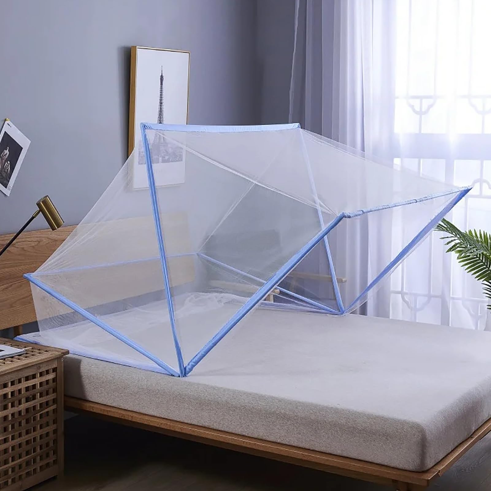 Foldable Bottomless Spiral Mosquito Net - Portable Anti-Mosquito Bed Canopy Tent for Windows & Beds (100×190×80cm) - Perfect for Camping, Travel, and Home Use