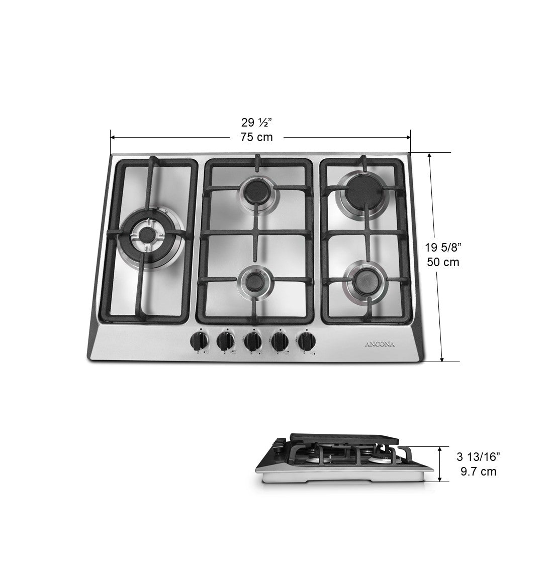 30 Inch 5 Burner Professional Gas Cooktop - Stainless Steel Built-in Stovetop for Home Kitchen | Perfect for Cooking, Grilling & Entertaining