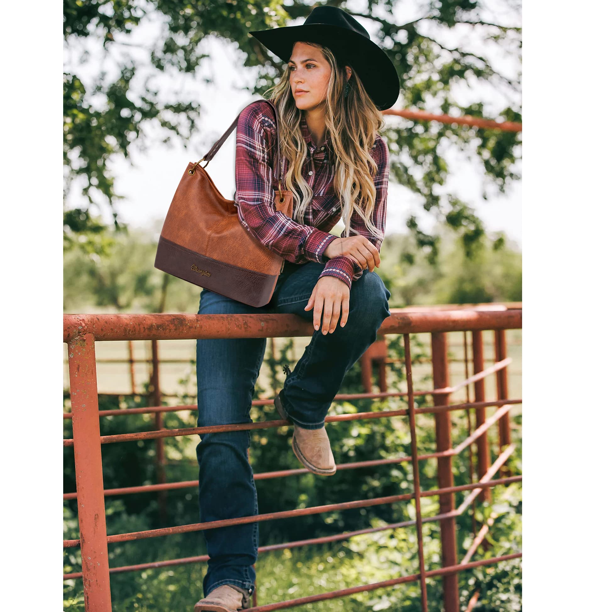 Wrangler Vegan Leather Hobo Bags for Women - Stylish Top Handle Shoulder Purses & Handbags | Perfect for Work, Travel & Everyday Use