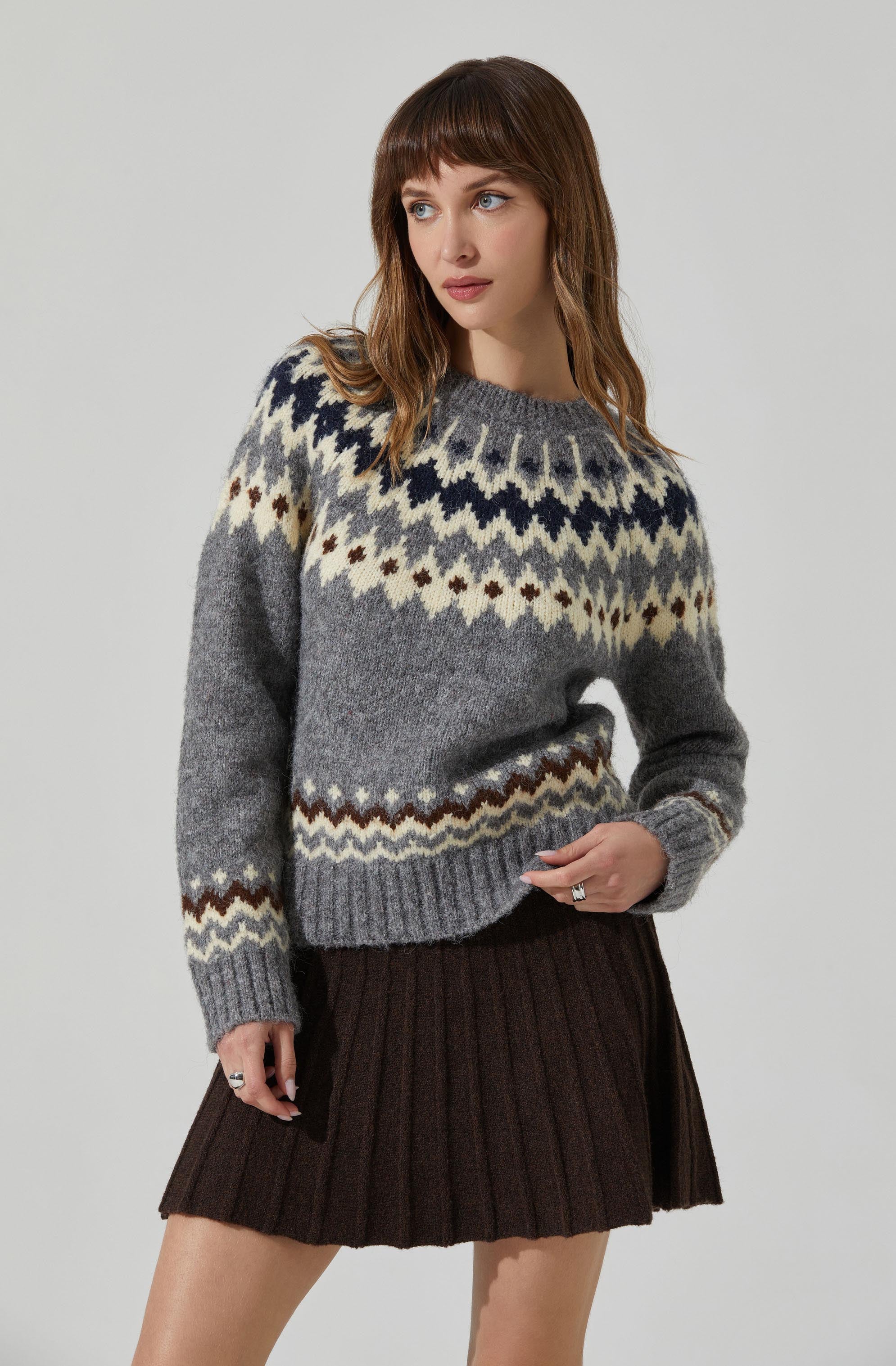 Feyre Fair Isle Sweater Women's Knitwear - Cozy Nordic Christmas Winter Pullover for Holiday Parties & Casual Outings
