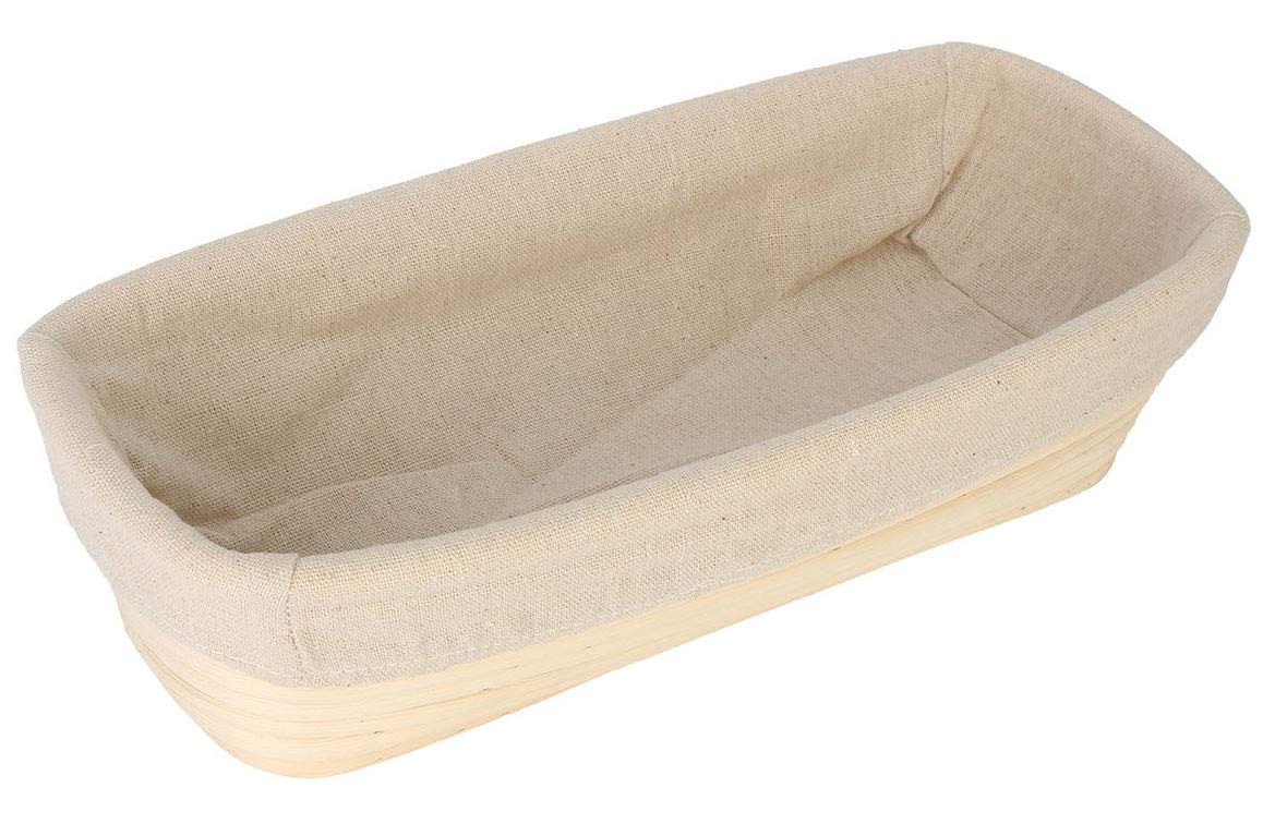 12 Inch Oblong Oval Banneton Bread Proofing Basket with Liner - Natural Rattan Brotform Dough Rising Basket for Sourdough, Artisan Bread Baking | Perfect for Home Bakers & Professional Bakeries