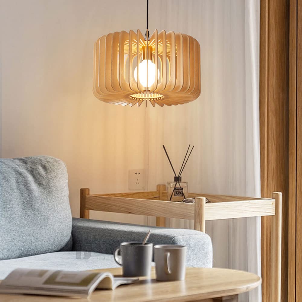 Minimalist Wooden Farmhouse Pendant Lights - Geometric Wooden Cage Ceiling Lighting Fixture for Kitchen Island, Dining Room, Foyer - Perfect for Rustic Home Decor & Modern Farmhouse Style