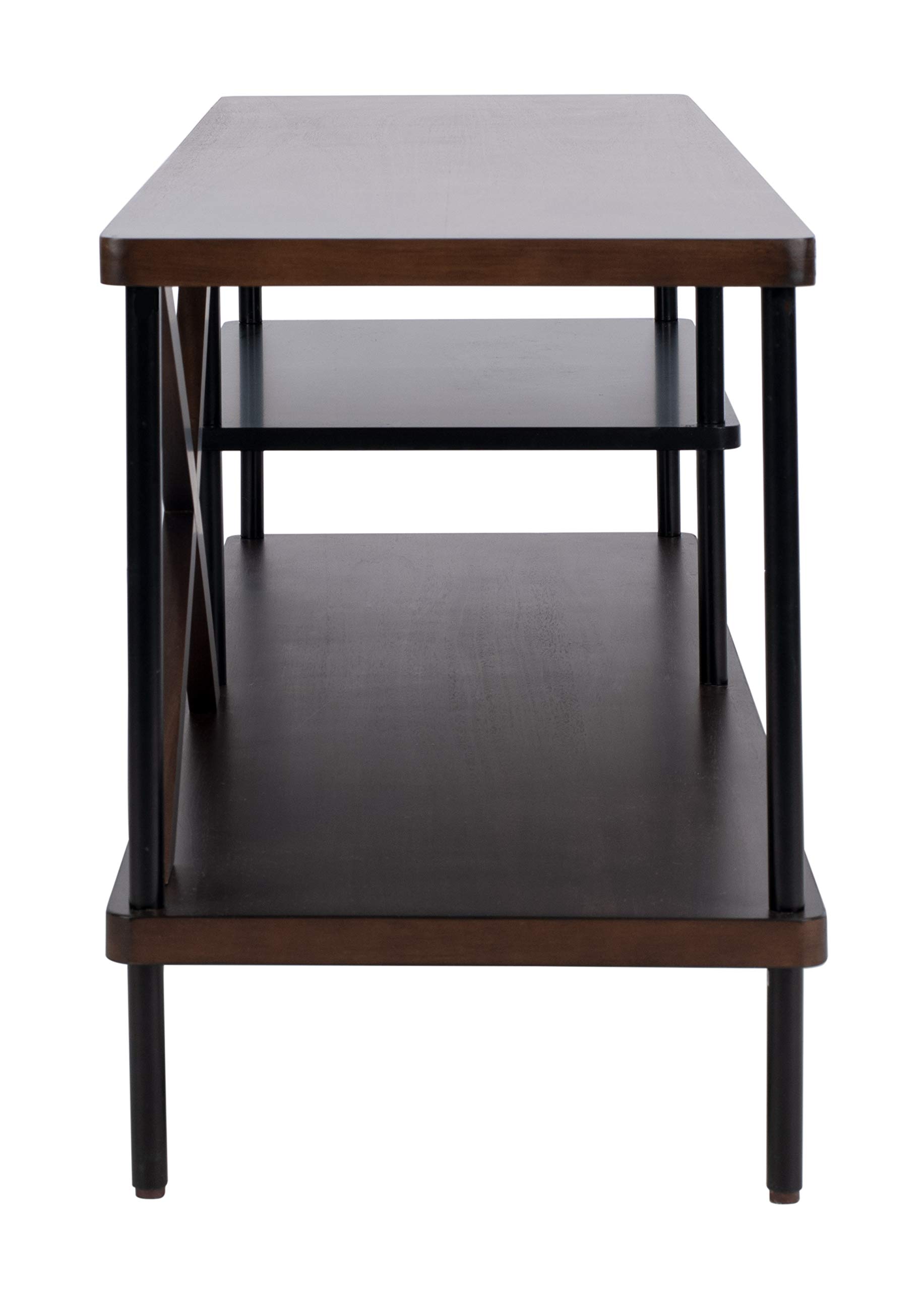 Safavieh Bruno Industrial Walnut & Black TV Stand with Storage Shelves - Modern Media Console for Living Room, Bedroom, or Home Office